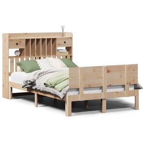 vidaXL Lit bibliothèque sans matelas 135x190 cm bois de pin massif