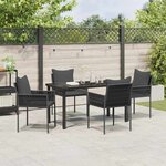 vidaXL Ensemble de salle à manger pour jardin 5 Pièces Noir Poly rotin