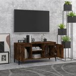 vidaXL Meuble TV avec pieds en métal Chêne fumé 103 5x35x50 cm