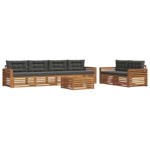 vidaXL Ensemble de canapés d'extérieur 7 pc Naturel et Anthracite
