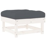 vidaXL Repose-pieds de jardin avec coussins lot de 2 blanc bois de pin