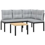 vidaXL Ensemble de banc de jardin avec coussins 3 Pièces noir