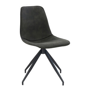Chaise de salle à manger en microfibre avec pivot gris et pieds noirs