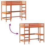 vidaXL Lit superposé avec bureau cire marron 100x200cm bois pin massif