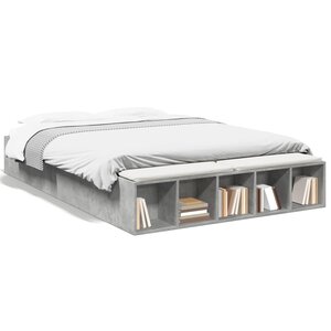 vidaXL Cadre de lit sans matelas gris béton 150x200 cm