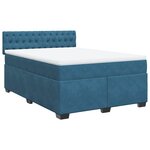 vidaXL Sommier à lattes de lit et matelas Bleu foncé 140x200cm Velours