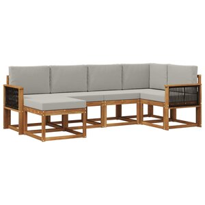vidaXL Ensemble de canapés d'extérieur 6 Pièces Naturel et gris clair