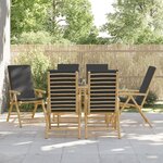 vidaXL Chaises de bistro pliantes lot de 6 coussins gris foncé bambou