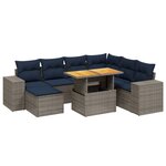 vidaXL Salon de jardin 8 Pièces avec coussins gris résine tressée