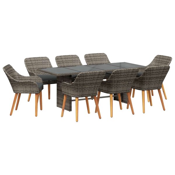 vidaXL Ensemble de salle à manger pour jardin 9 pc Gris polyrotin