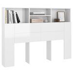 vidaXL Armoire de tête de lit Blanc brillant 140x19x103 5 cm