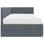 vidaXL Cadre de lit d'angle avec matelas 2 Pièces Gris Velours