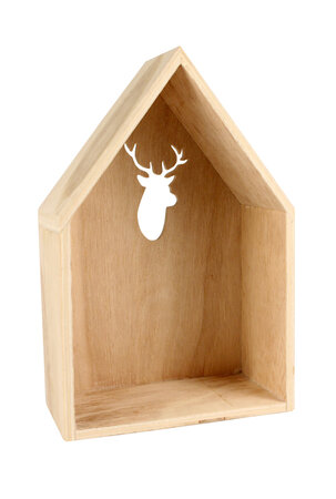 Etagère en bois Maison avec découpe cerf 23 5x15x8 cm