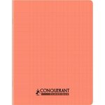 Cahier piqûre 32 pages  seyès 2 5 mm 90 g  couverture polypropylène rouge CONQUERANT