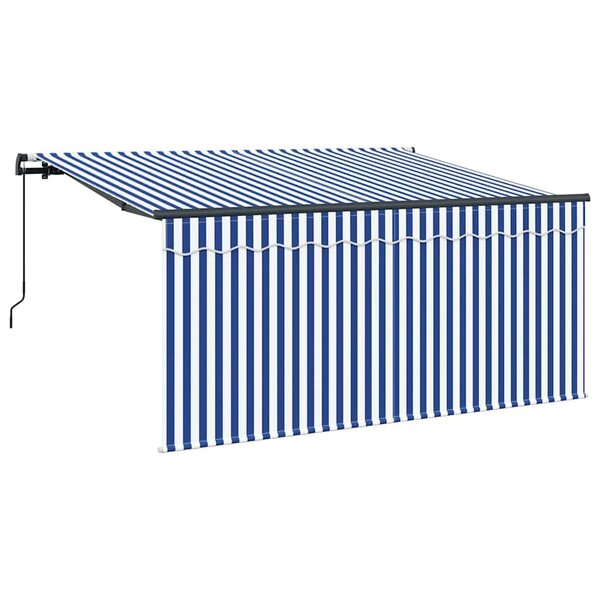 vidaXL Auvent Rétractable Bleu et Blanc 300 x 200 cm