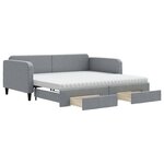 vidaXL Lit de jour avec gigogne et tiroirs gris clair 100x200 cm tissu