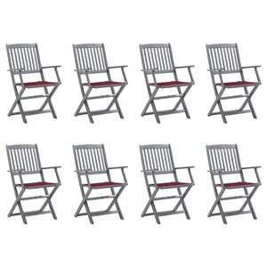 vidaXL Chaises pliables d'extérieur lot de 8 et coussins Bois d'acacia