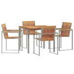vidaXL EnsembledeRepasdeJardin 5 Pièces TeckMassif