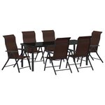 vidaXL Ensemble de salle à manger pour jardin 7 Pièces Marron