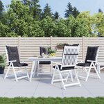 vidaXL Coussins de chaise jardin à dossier haut lot de 4 carreaux noir