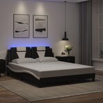 vidaXL Cadre de lit avec LED sans matelas noir et blanc 160x200 cm