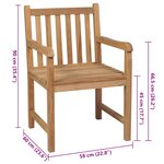 vidaXL Chaises de jardin lot de 4 et coussins noir Bois de teck solide