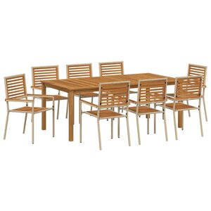 vidaXL Ensemble de salle à manger pour jardin 9 Pièces Beige Poly rotin