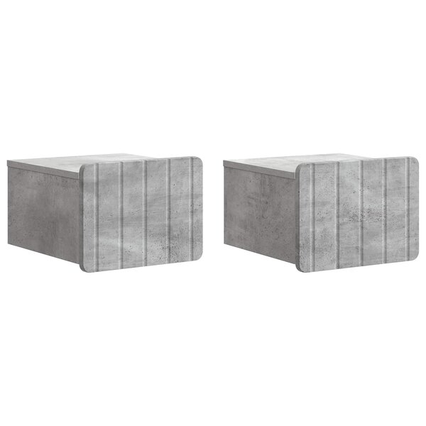 vidaXL Cabinet de chevet mural 2 Pièces Gris béton 33 x 34 5 x 24 cm