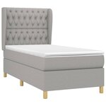 vidaXL Sommier à lattes de lit et matelas Gris clair 90x190 cm Tissu