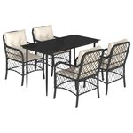 vidaXL Ensemble à manger de jardin coussins 5Pièces Noir Résine tressée