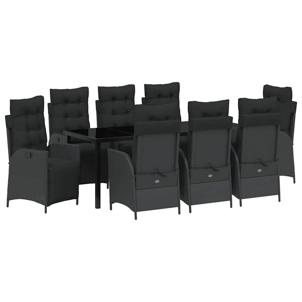 vidaXL Ensemble de salle à manger pour jardin 9 Pièces Noir polyrotin
