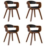 vidaXL Chaises à manger lot de 4 noir bois courbé et similicuir