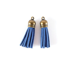 Lot De 2 Tassels Finition Bronze Bleu 40mm