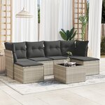 vidaXL Salon de jardin avec coussins 7 Pièces gris clair résine tressée
