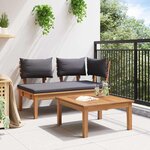 vidaXL Banc de jardin 2 Pièces Marron Teck massif