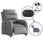 vidaXL Fauteuil de massage inclinable électrique gris similicuir