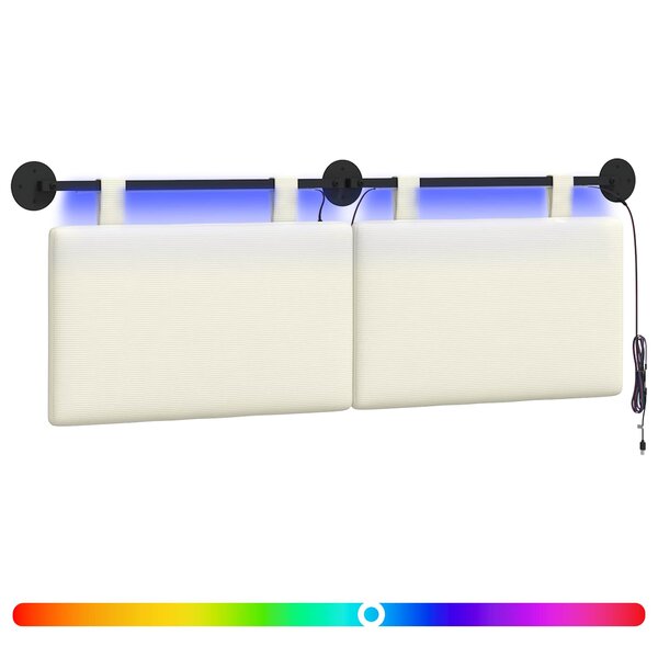 vidaXL Tête de lit suspendue Crème Tissu en velours côtelé