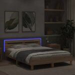 vidaXL Cadre de lit avec LED sans matelas chêne sonoma 140x190 cm