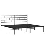 vidaXL Cadre de lit métal avec tête de lit noir 200x200 cm