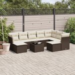 vidaXL Salon de jardin 10 Pièces avec coussins marron résine tressée