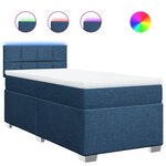 vidaXL Sommier à lattes de lit avec matelas Bleu 90x200 cm Tissu