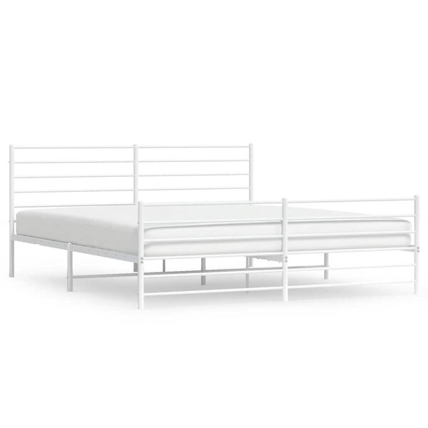 vidaXL Cadre de lit métal sans matelas et pied de lit blanc 193x203 cm