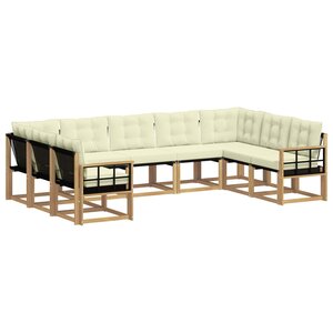 vidaXL Ensemble de canapés d'extérieur 9 Pièces Blanc et crème