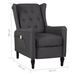 vidaXL Fauteuil de massage inclinable Gris foncé Tissu