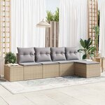 vidaXL Ensemble de canapé de jardin 5 Pièces Beige  Gris clair