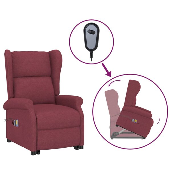 vidaXL Fauteuil de massage Rouge bordeaux Tissu