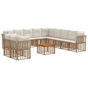 vidaXL Ensemble de canapés d'extérieur 12 pc Blanc Naturel et Crème