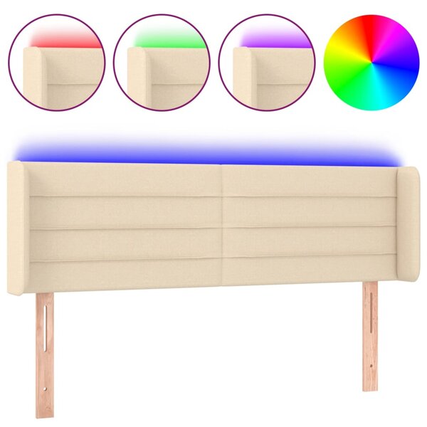 vidaXL Tête de lit à LED Crème 147x16x78/88 cm Tissu