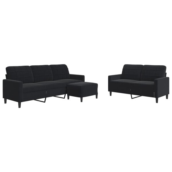 vidaXL Ensemble de canapés 3 Pièces avec coussins Noir Velours