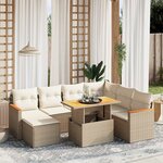 vidaXL Salon de jardin avec coussins 8 Pièces beige résine tressée